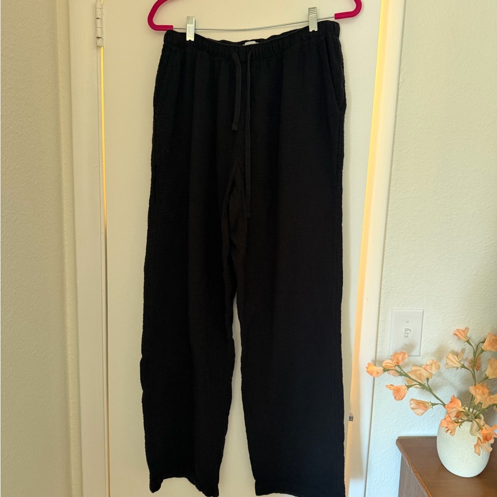 Black Wide Leg Cotton Pants - Picture 4 of 7